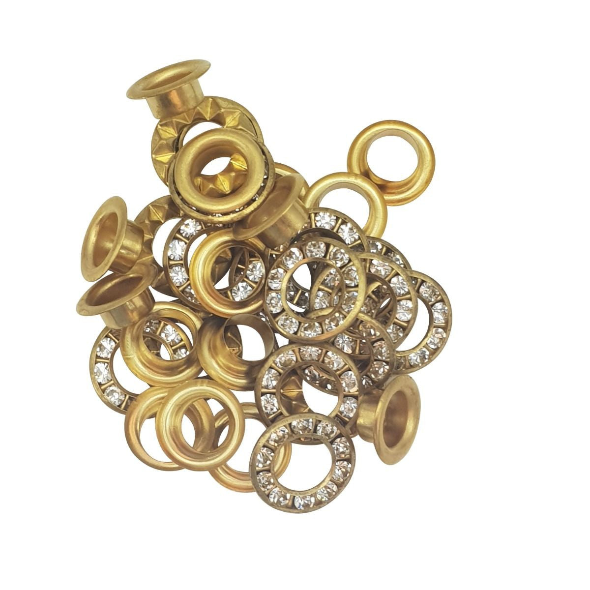 6mm Brass Diamante Studded Eyelets Washer Pack 50