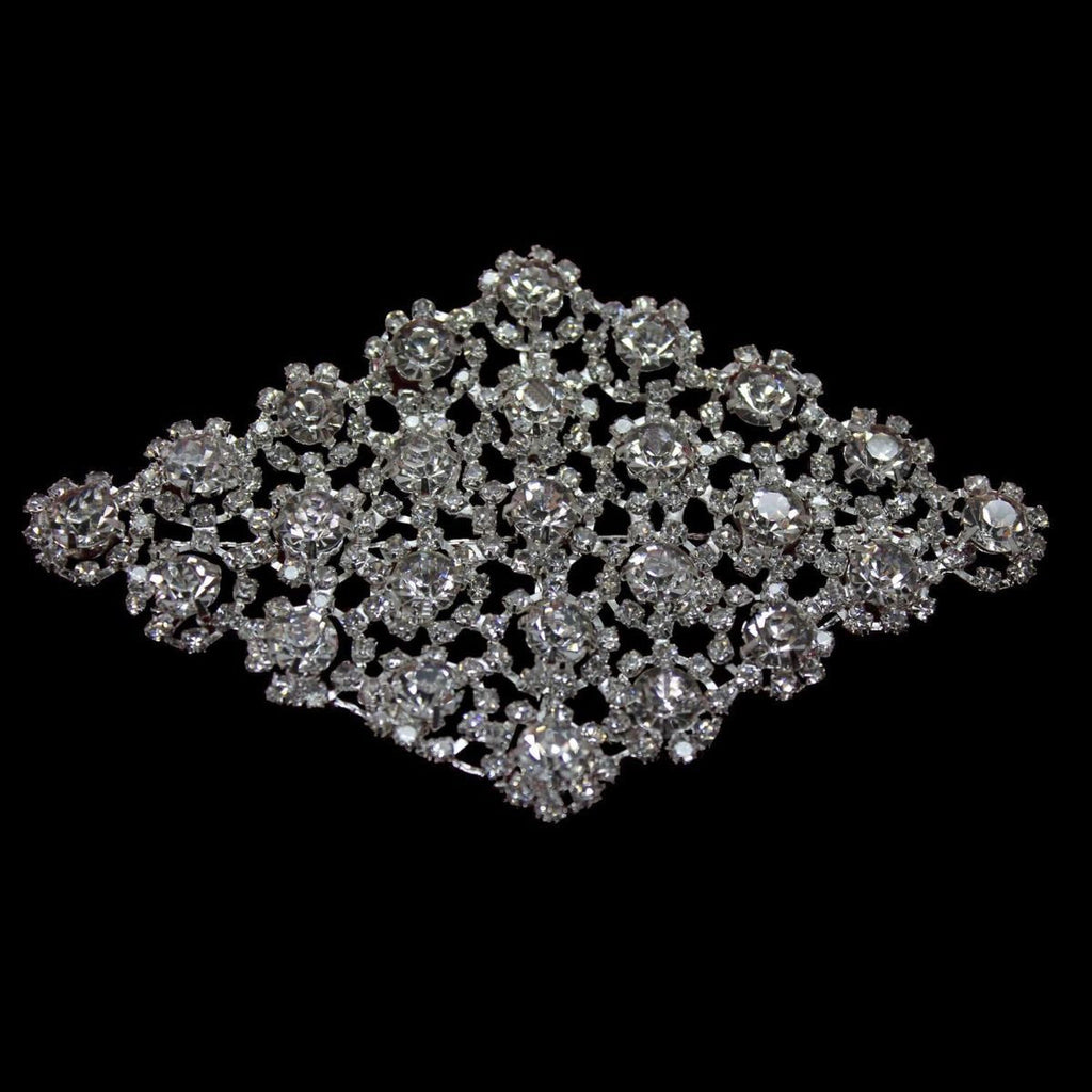 Sew-On Diamante Motif - 110mm x 75mm - Silver