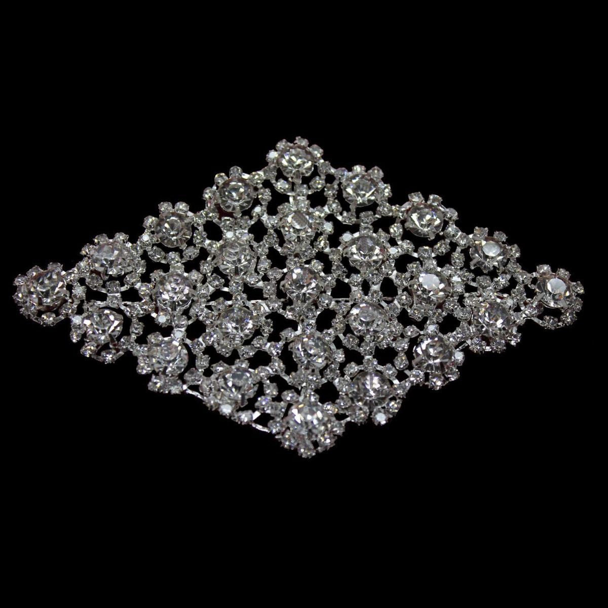 Sew-On Diamante Motif - 110mm x 75mm - Silver