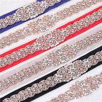 Iron-On Floral Design Diamante Motif - 450mm x 50mm