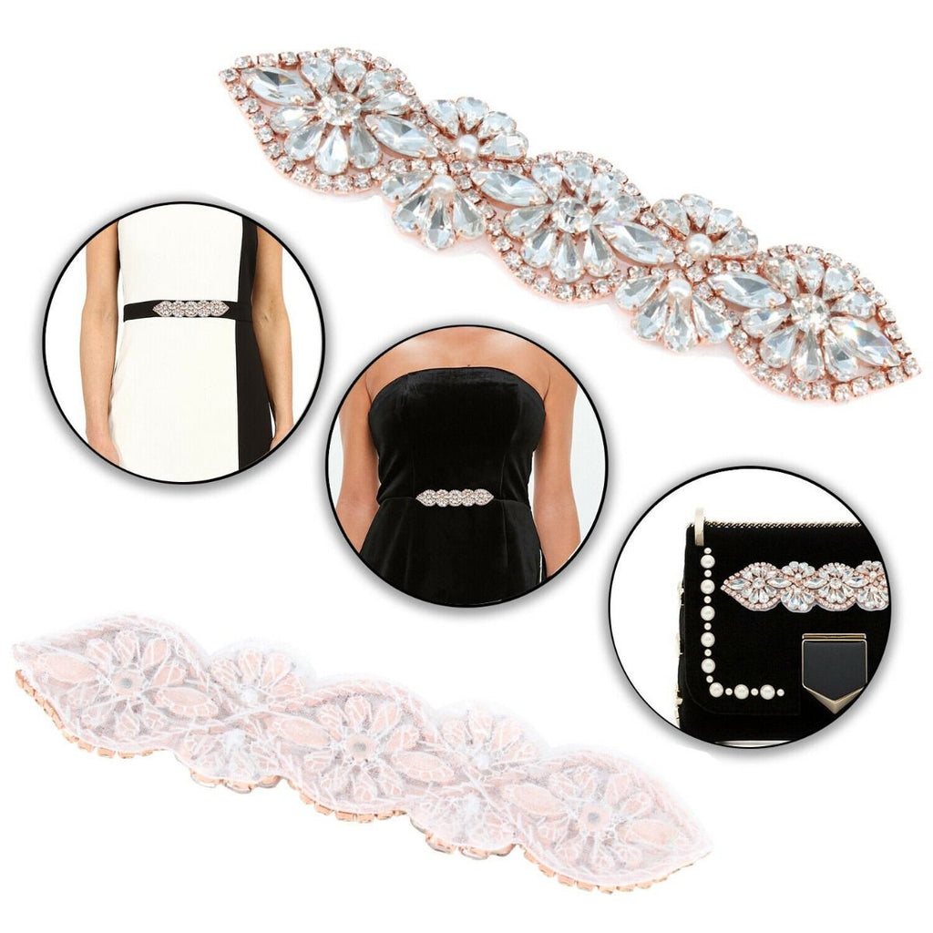 Iron-On Diamante Floral Design Motif