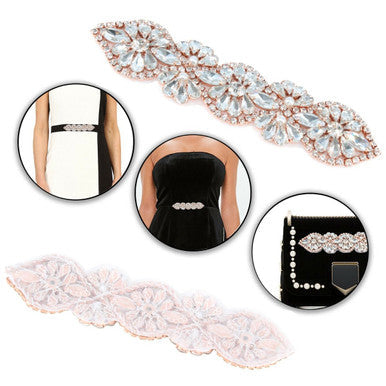 Iron-On Diamante Floral Design Motif