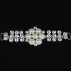 Iron-On Silver Diamante with Pearl Motif