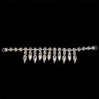 Sew-On Silver Diamante Chain with Tear Drops Rhinestone Trim