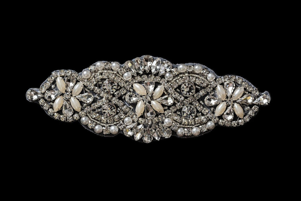 Iron On Diamante with Pearl Motif