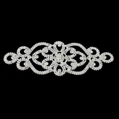 Sew-On Diamante Motif - 150mm x 70mm - Silver
