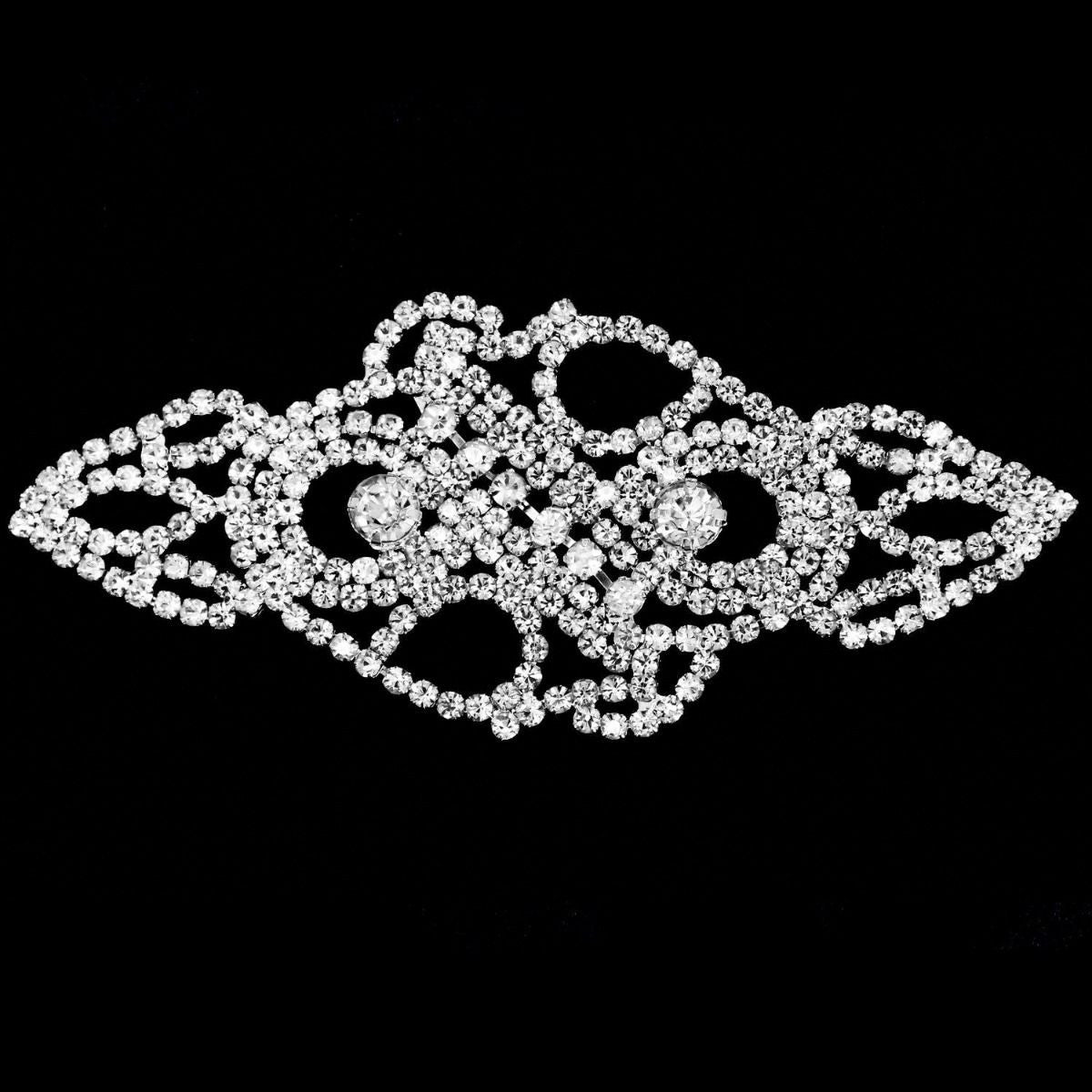 Sew-On Diamante Motif - 120mm x 50mm - Silver