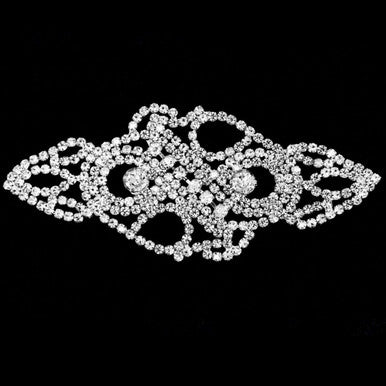 Sew-On Diamante Motif - 120mm x 50mm - Silver