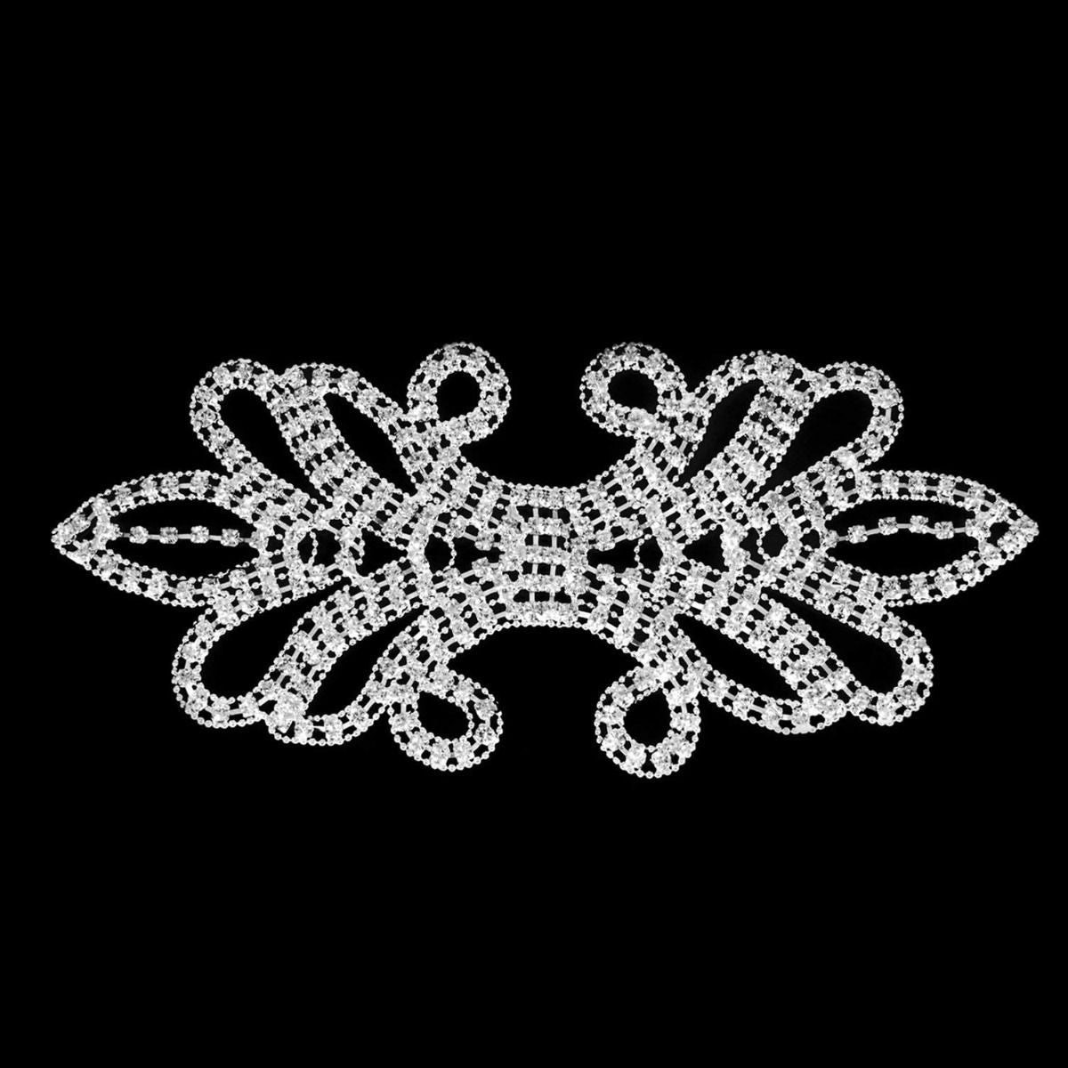Sew-On Diamante Motif - 200mm x 90mm - Silver