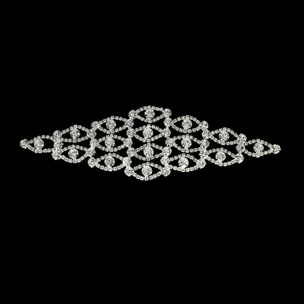 Sew-On Diamante Motif - 200mm x 60mm - Silver
