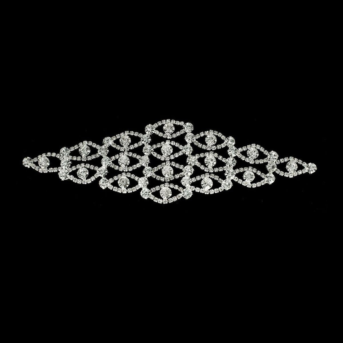 Sew-On Diamante Motif - 200mm x 60mm - Silver