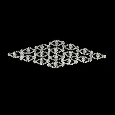 Sew-On Diamante Motif - 200mm x 60mm - Silver