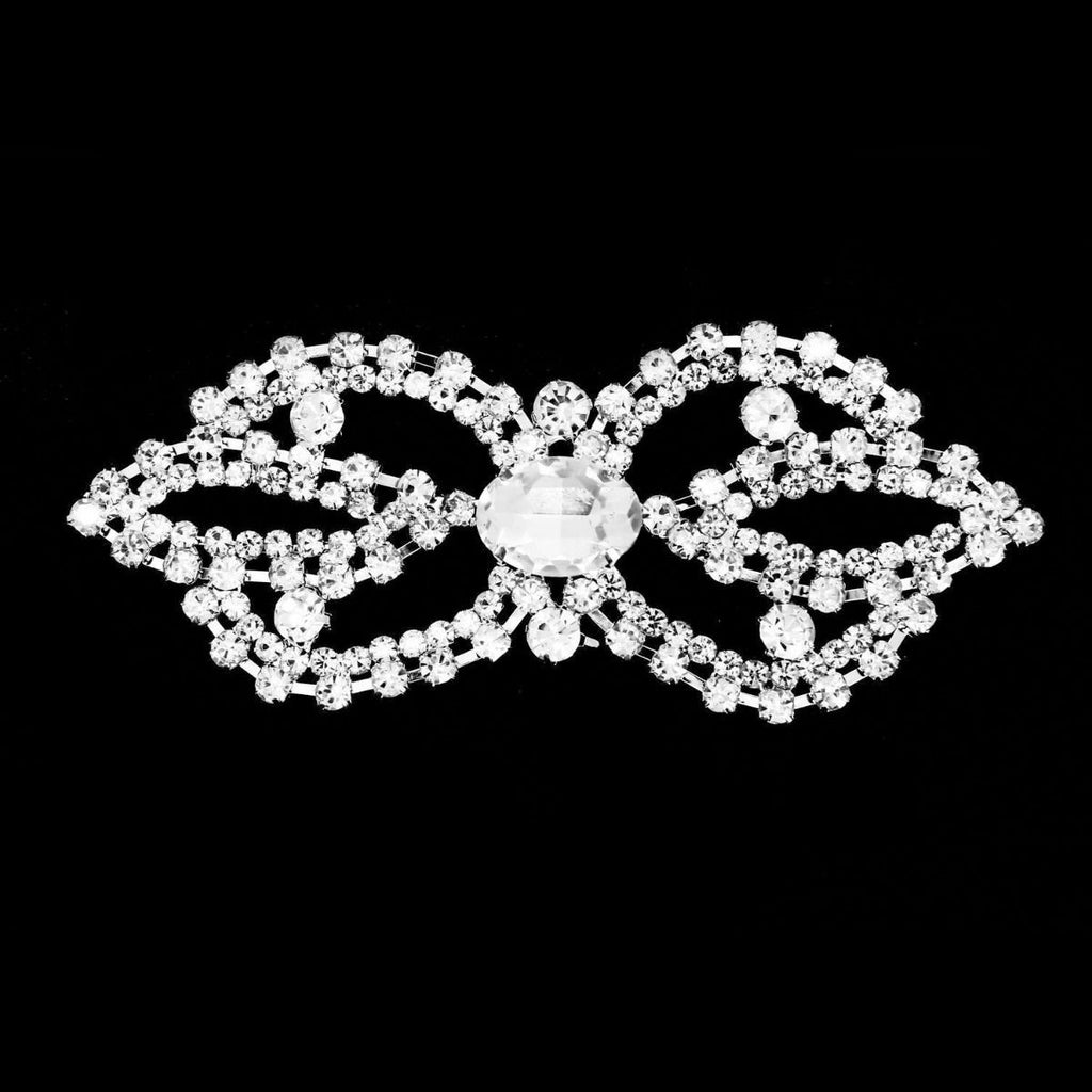 Sew-On Diamante Motif - 105mm x 45mm - Silver