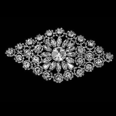 Sew-On Diamante Motif - 145mm x 80mm - Silver