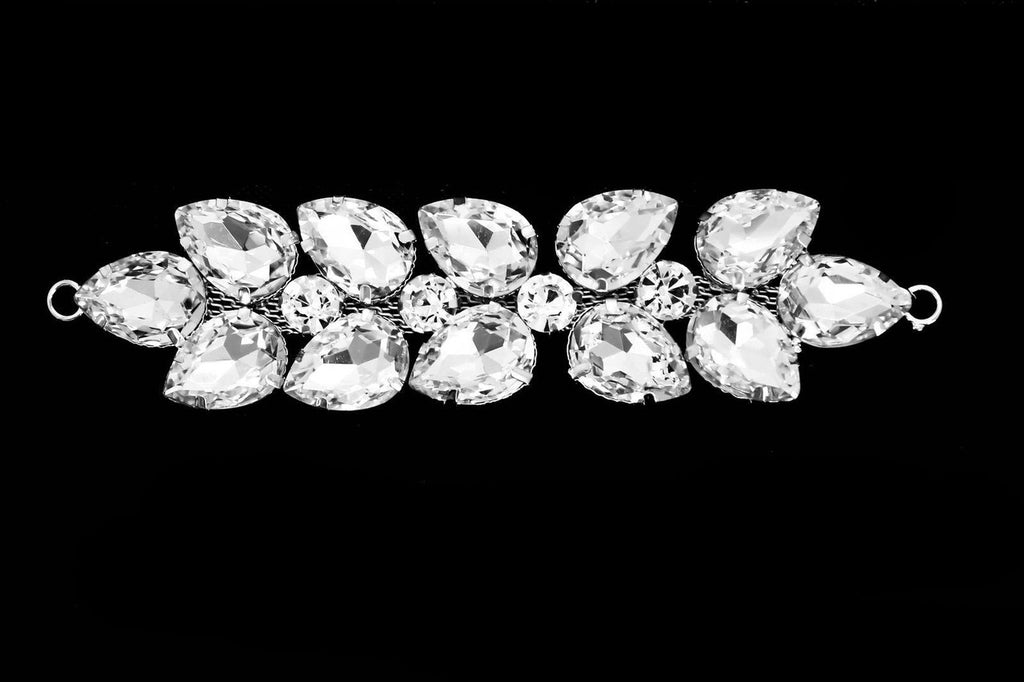 Sew-On Silver Diamante with Leaves Design Motif