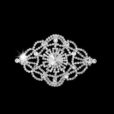 Sew-On Diamante Motif - 105mm x 70mm - Silver