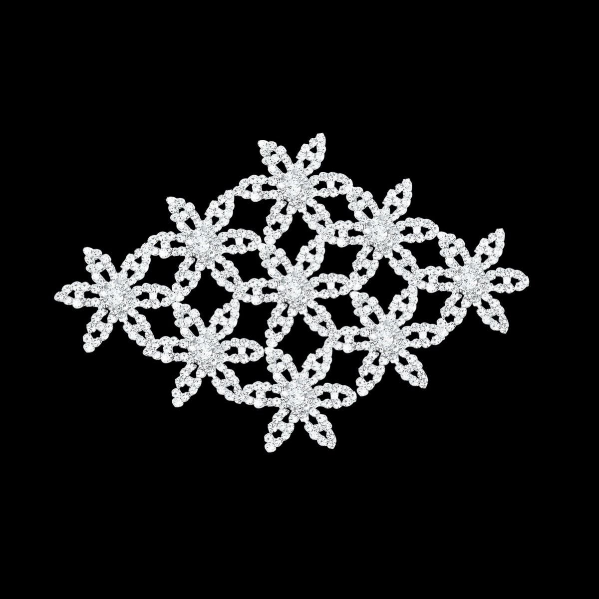 Sew-On Diamante Motif - 160mm x 105mm - Silver