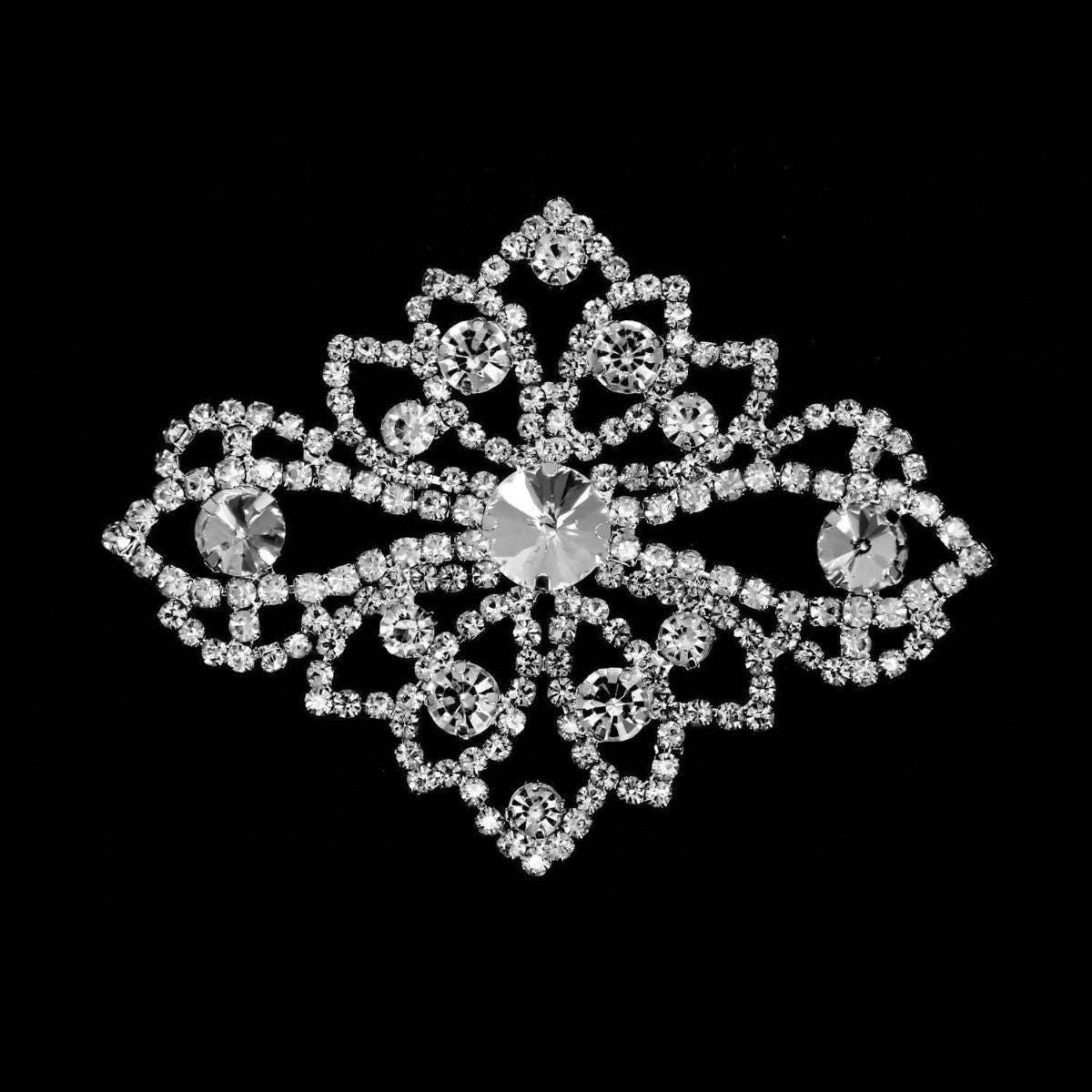 Sew-On Diamante Motif - 100mm x 78mm - Silver