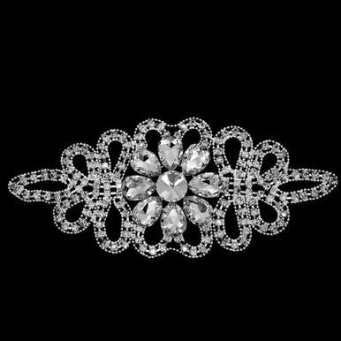 Sew-On Diamante Motif 2 - 170mm x 75mm - Silver