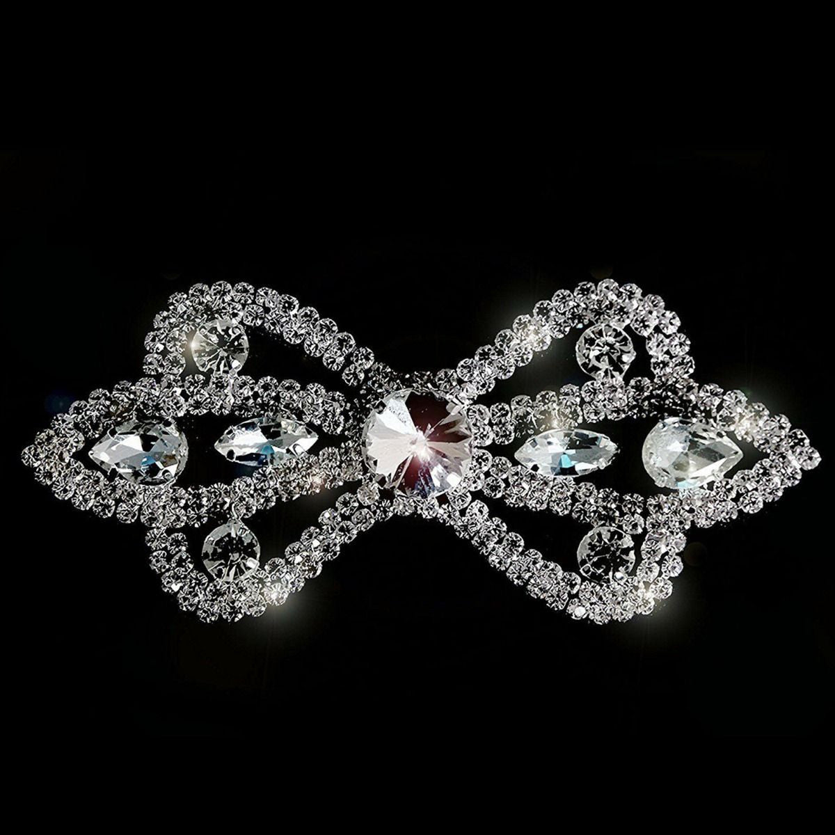 Sew-On Diamante Motif - 60mm x 50mm - Silver