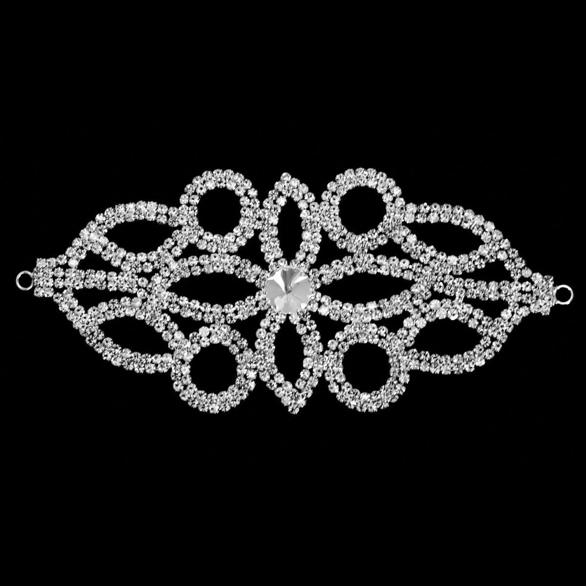 Sew-On Diamante Motif - 150mm x 75mm - Silver