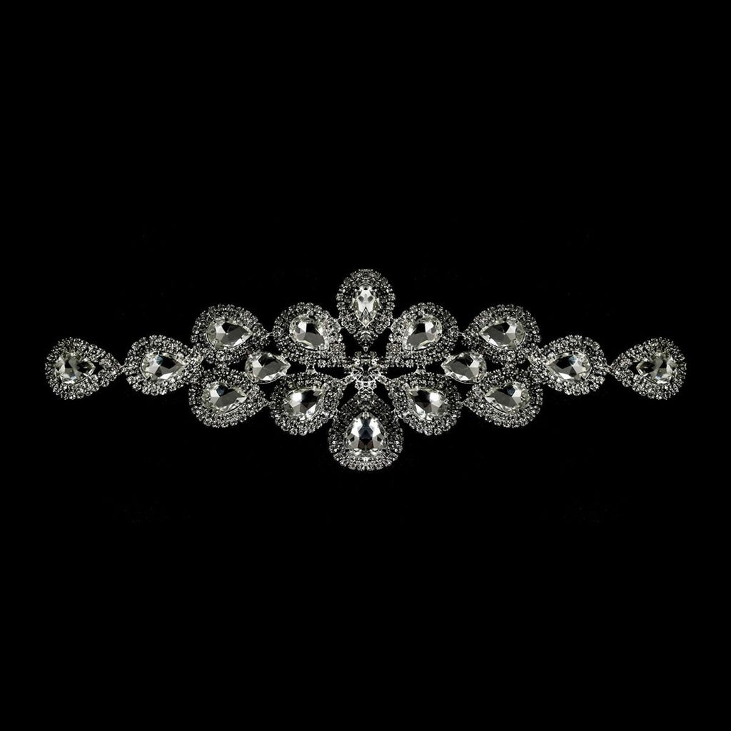 Sew-On Diamante Motif - 200mm x 65mm - Silver