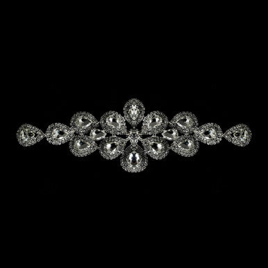 Sew-On Diamante Motif - 200mm x 65mm - Silver