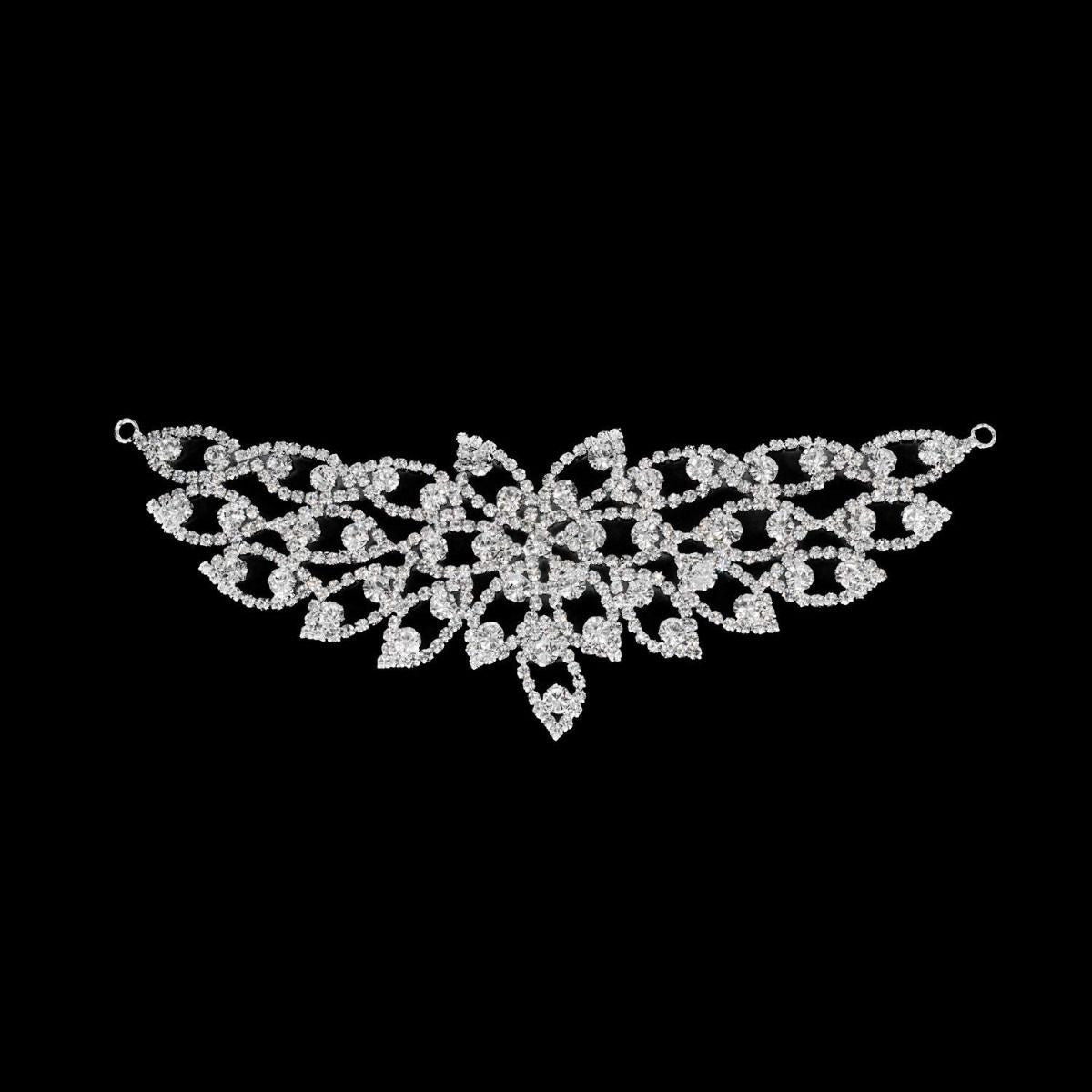Sew-On Diamante Motif - 210mm x 70mm - Silver