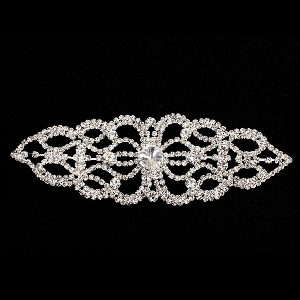 Sew-On Diamante Motif - 160mm x 55mm - Silver