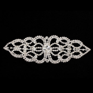 Sew-On Diamante Motif - 160mm x 55mm - Silver