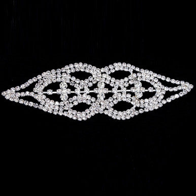 Sew-On Diamante Motif - 130mm x 42mm - Silver