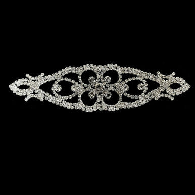 Sew-On Diamante Motif - 160mm x 45mm - Silver