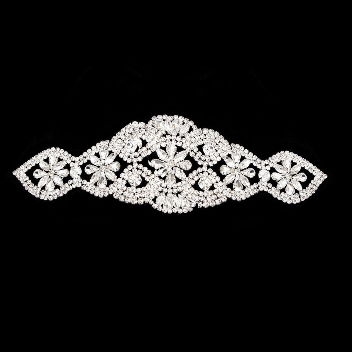 Sew-On Diamante Motif - 220mm x 65mm - Silver
