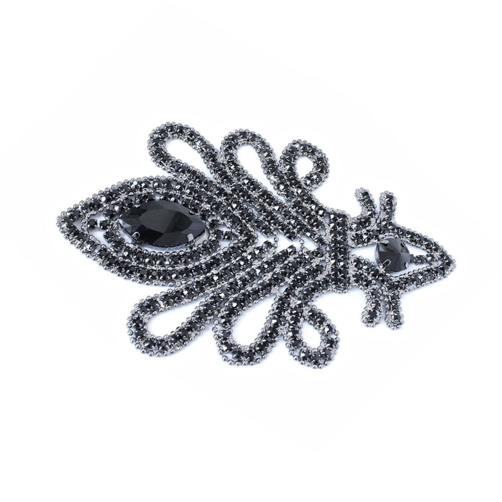 Sew-On Diamante Motif - 160mm x 17mm - Black