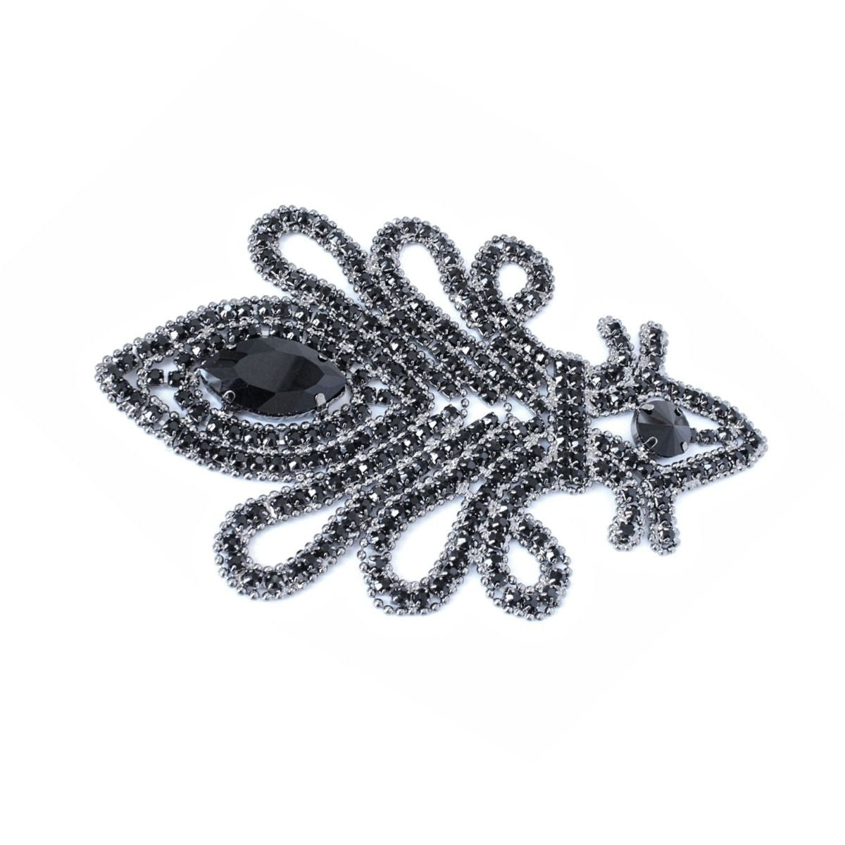 Sew-On Diamante Motif - 160mm x 17mm - Black