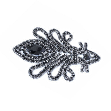 Sew-On Diamante Motif - 160mm x 17mm - Black