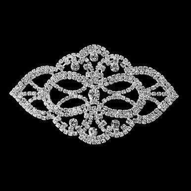 Sew-On Diamante Motif - 115mm x 70mm - Silver