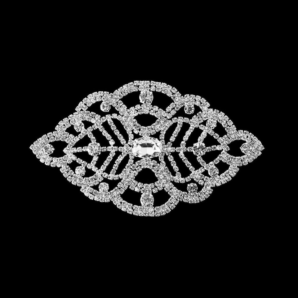 Sew-On Diamante Motif - 140mm x 80mm - Silver