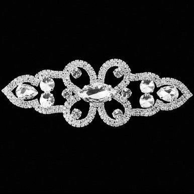 Sew-On Diamante Motif - 155mm x 55mm - Silver