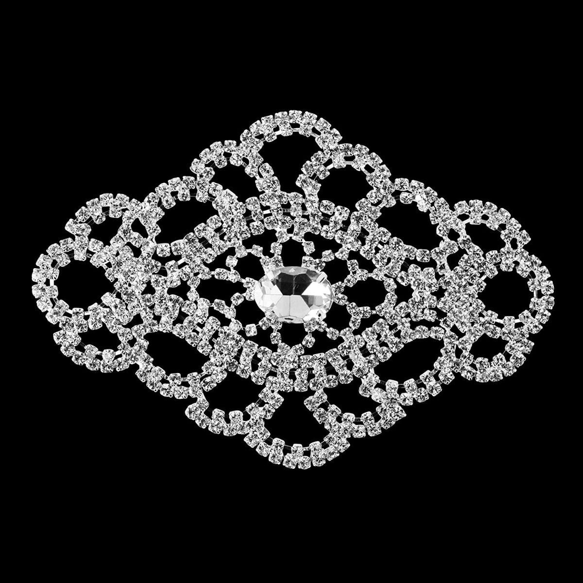 Sew-On Diamante Motif - 115mm x 80mm - Silver