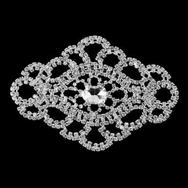 Sew-On Diamante Motif - 115mm x 80mm - Silver