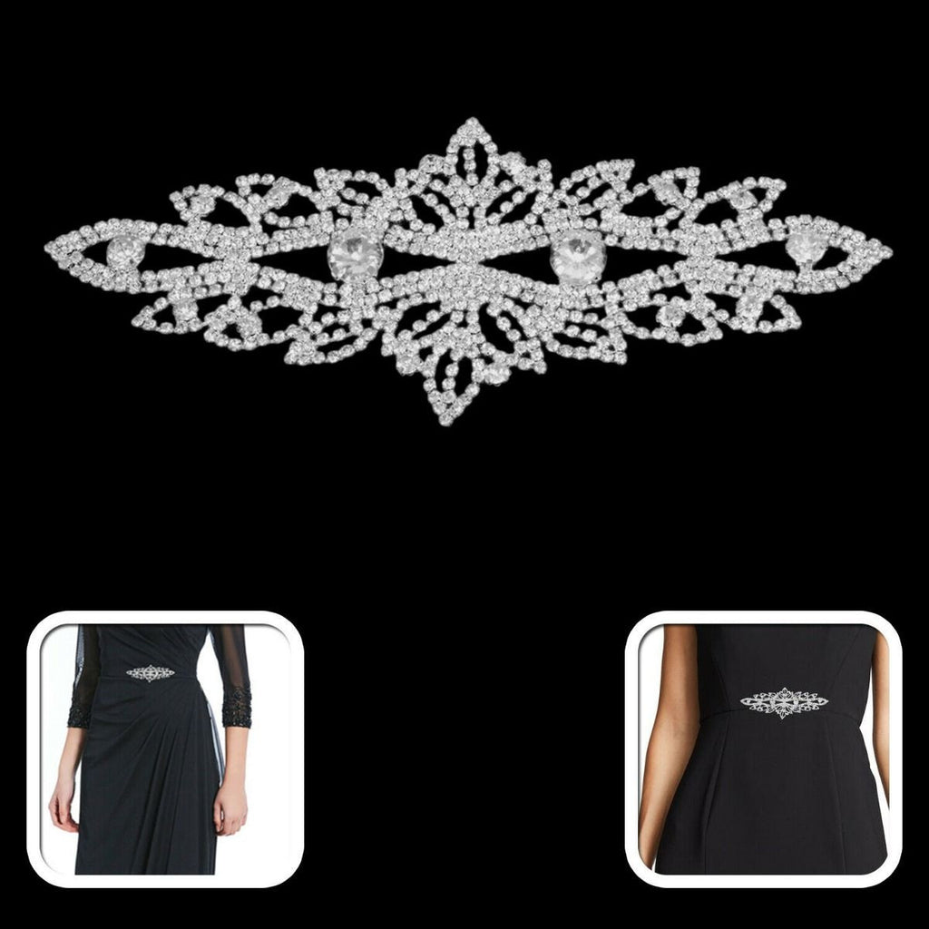 Sew-On Diamante Motif - 170mm x 75mm - Silver