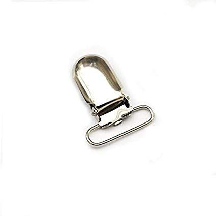 25mm Silver Snap Clip-On Holders with Ring - (Pack of 10)