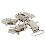 25mm Silver Hand Snap Clip-On Holders with Ring (Pack of 10)