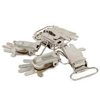 25mm Silver Hand Snap Clip-On Holders with Ring (Pack of 10)
