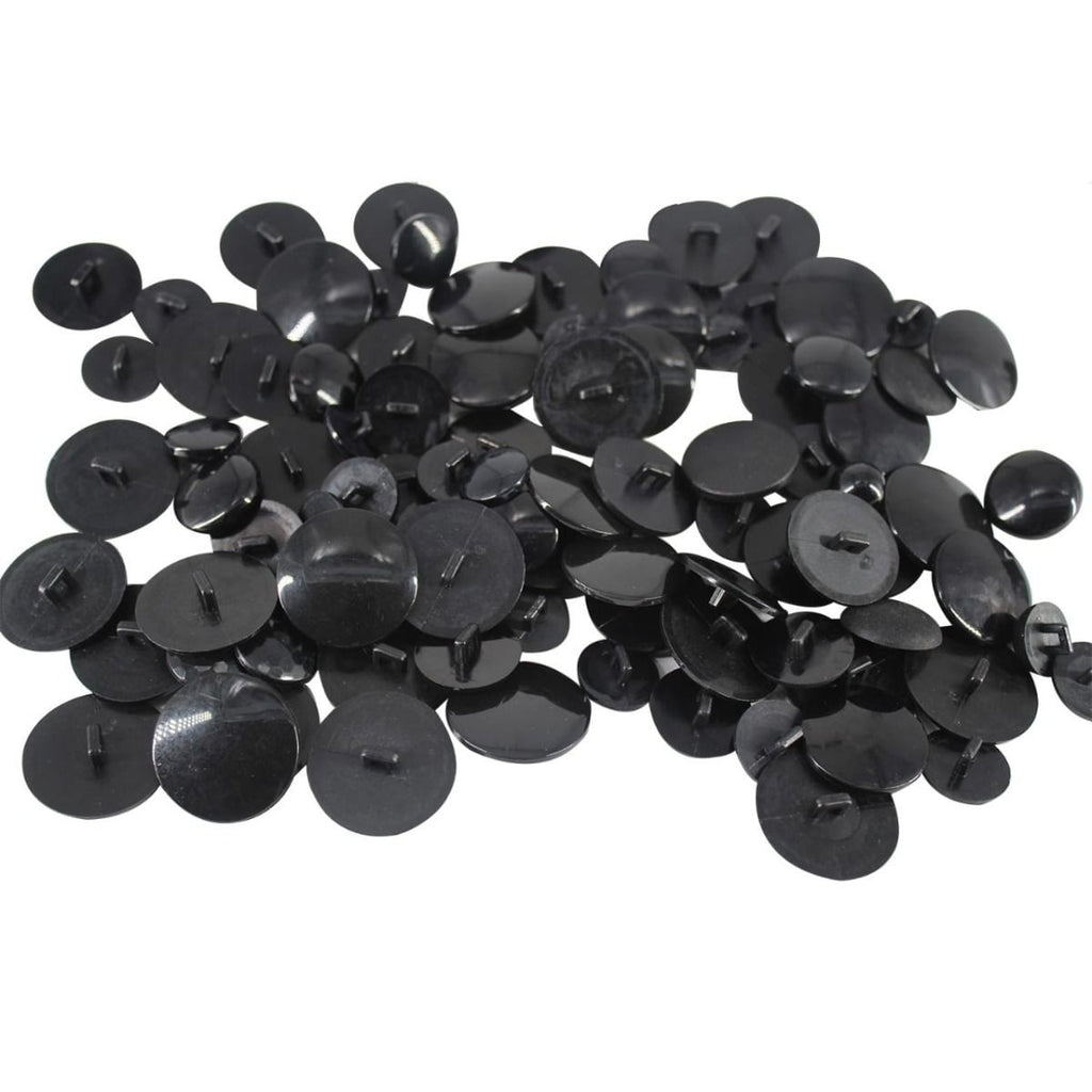 Plastic Buttons, Dome Black - 100g