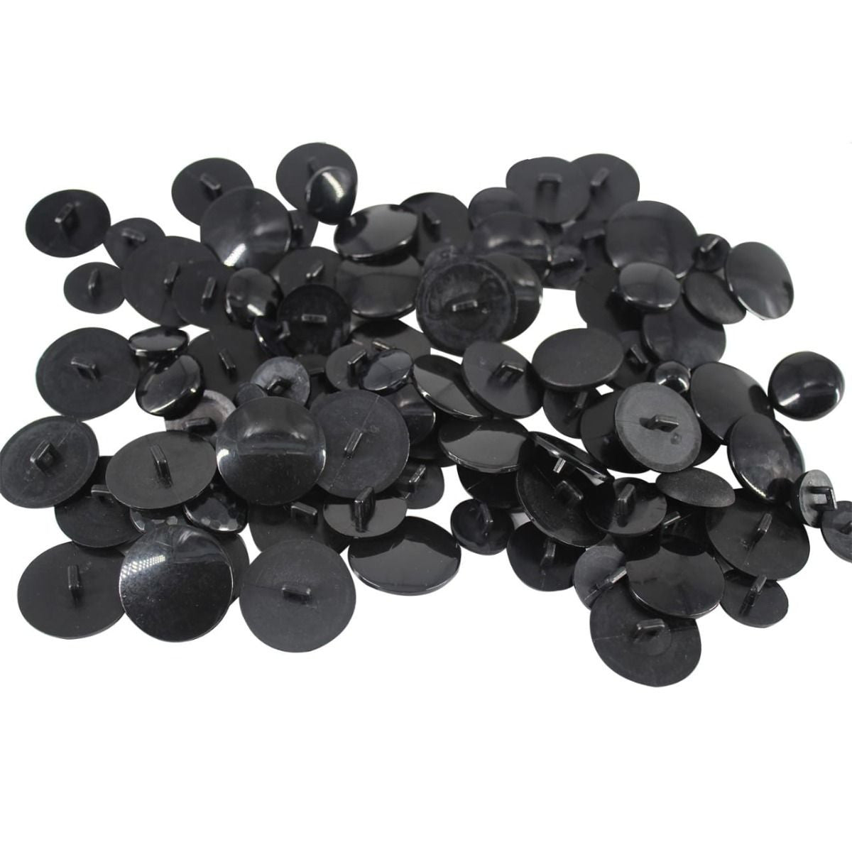 Plastic Buttons, Dome Black - 100g
