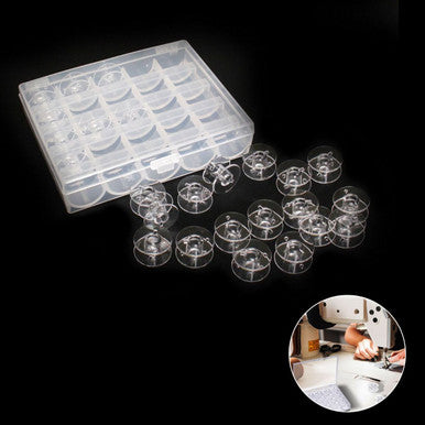 Clear Bobbins with 25-Spool Storage Box