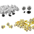 Flat Diamante Rivets With Pins (Pack of 10)