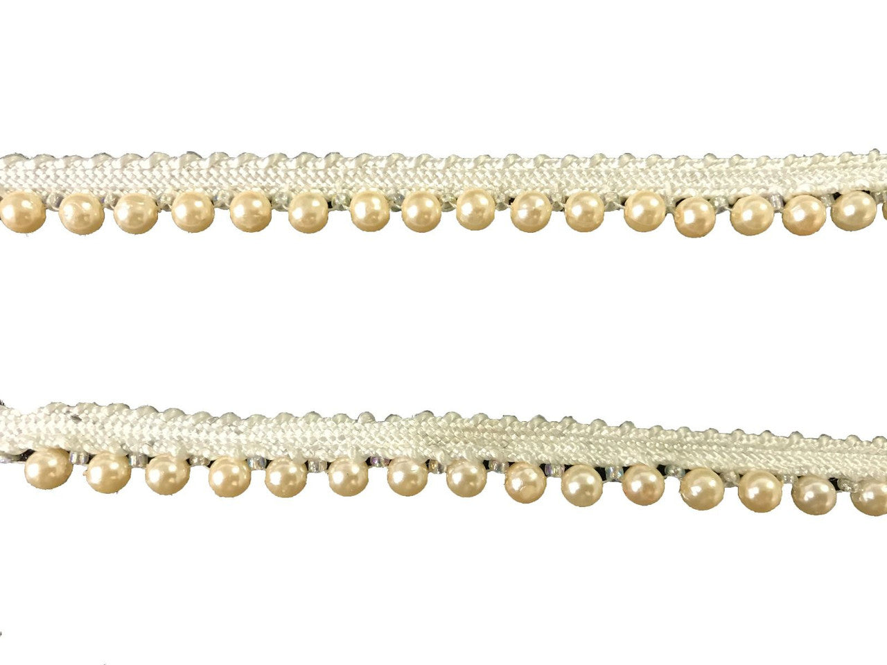 2m x 30mm Lace Embroidery Trim with Pearls - Ivory